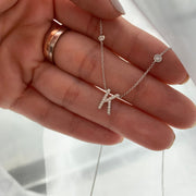 Initial Gold Necklace - With diamonds the Sides - HIBA JABER