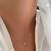 Initial Gold Necklace - With diamonds the Sides - HIBA JABER