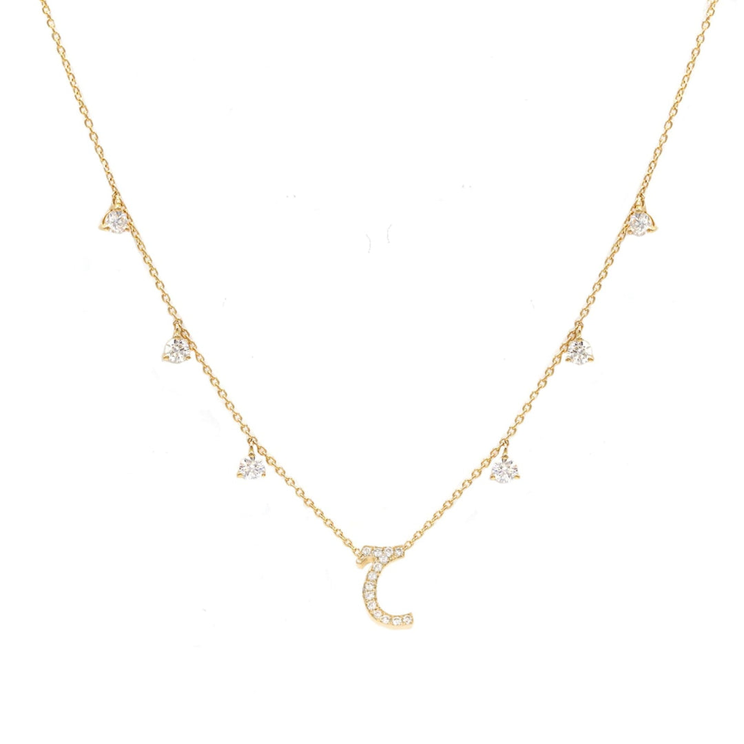 Initial Hanging Diamond Necklace - HIBA JABER