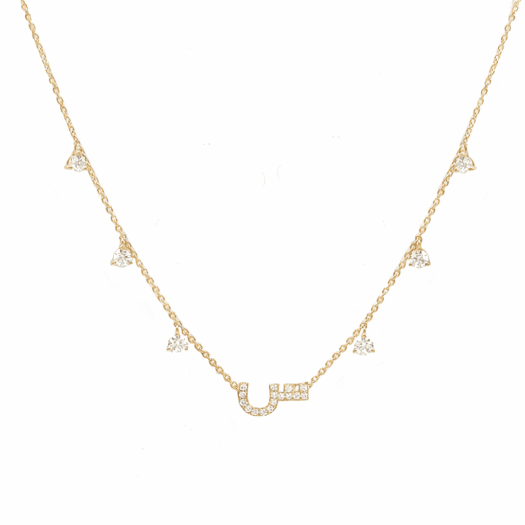 Initial Hanging Diamond Necklace - HIBA JABER