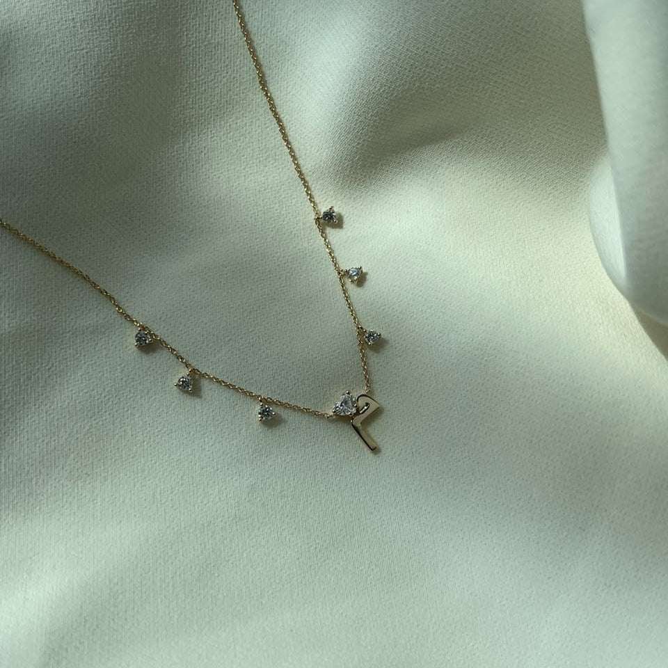 Initial Hanging Droplet with Heart Diamond - HIBA JABER