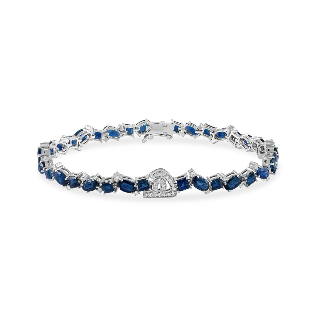 Initial Multi shape Sapphire Bracelet with Diamond drops - HIBA JABER