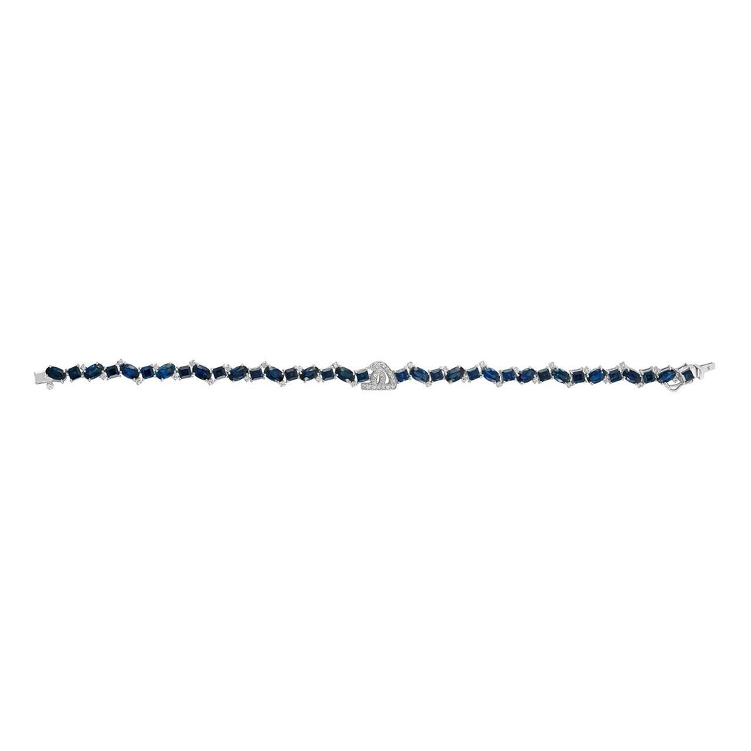 Initial Multi shape Sapphire Bracelet with Diamond drops - HIBA JABER