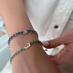 Load image into Gallery viewer, Initial Multi Shaped Sapphire Bracelet with Diamond Drops - HIBA JABER
