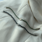 Initial Multi Shaped Sapphire Bracelet with Diamond Drops - HIBA JABER