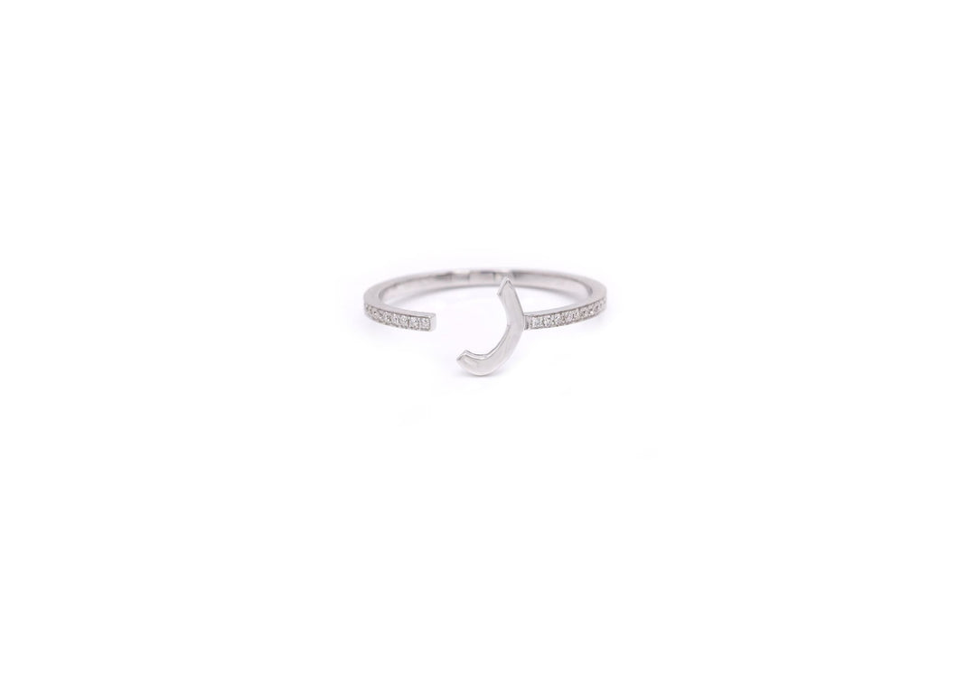 Initial Open Ring - Set in Diamonds - HIBA JABER