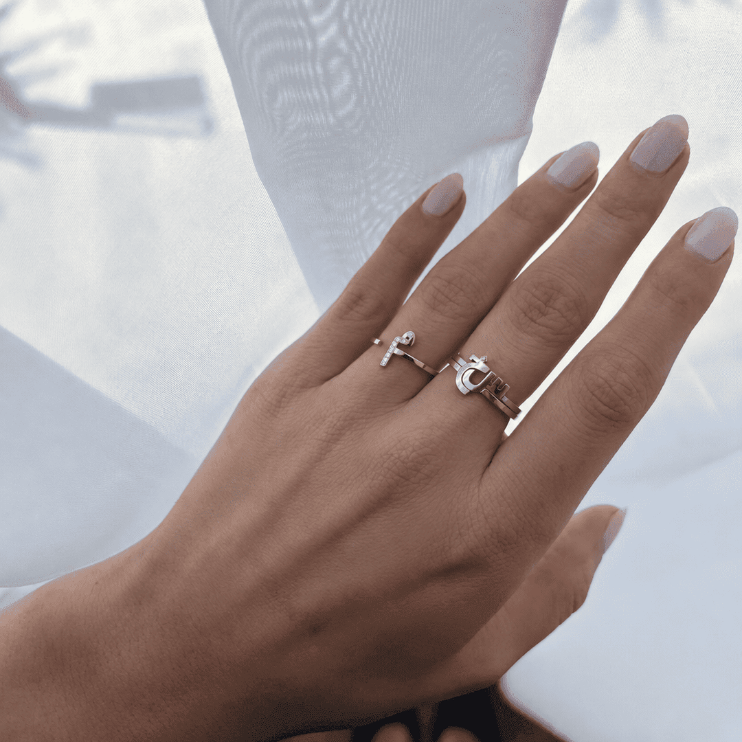 Initial Open Ring - Set in Diamonds - HIBA JABER