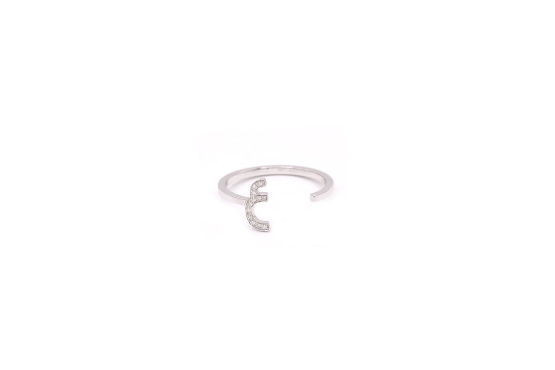 Initial Open Ring - Set in Diamonds - HIBA JABER