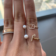 Initial Pearl Drop Ring - HIBA JABER