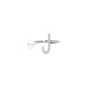 Initial Pearl Drop Ring - Diamonds - HIBA JABER