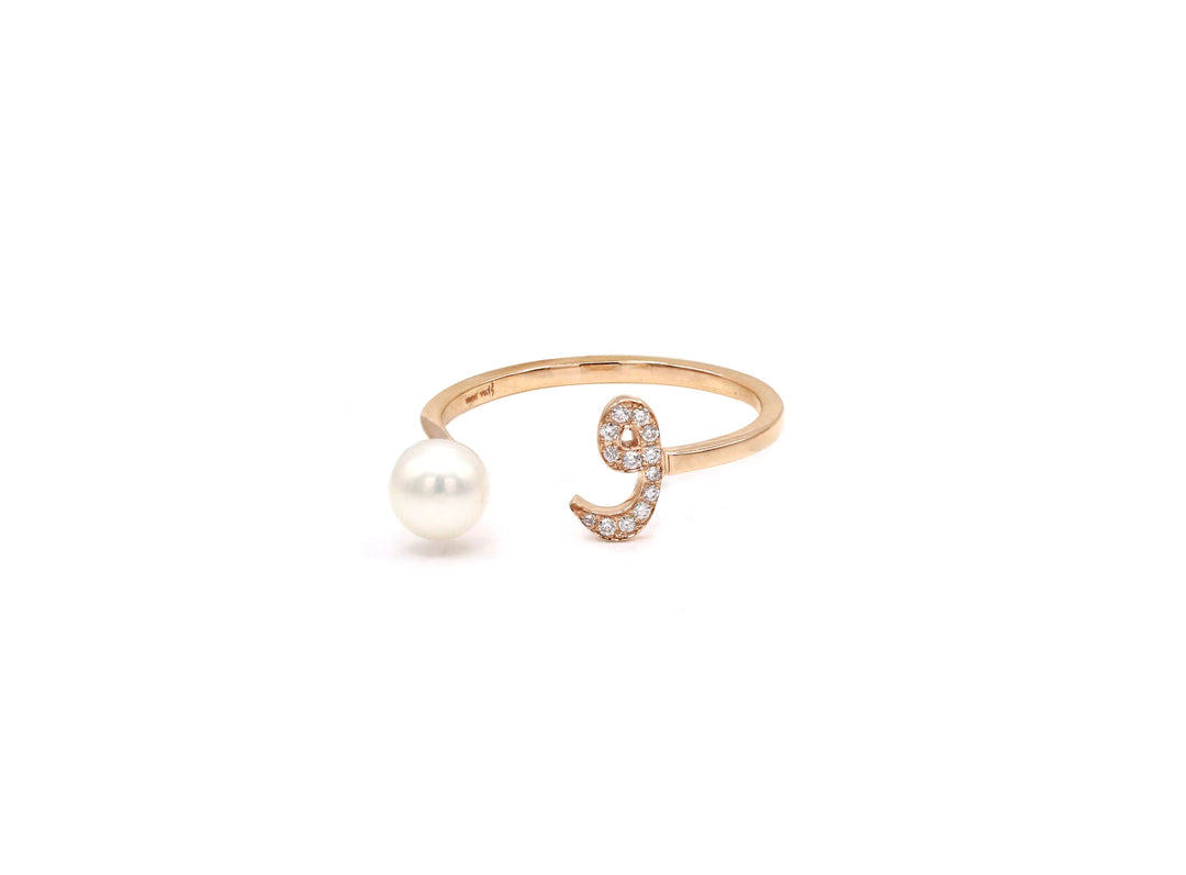 Initial Pearl Drop Ring - Diamonds - HIBA JABER
