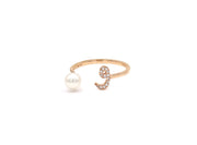Initial Pearl Drop Ring - Diamonds - HIBA JABER