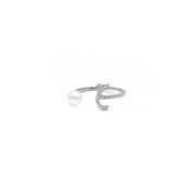 Initial Pearl Drop Ring - Diamonds - HIBA JABER