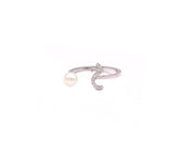 Initial Pearl Drop Ring - Diamonds - HIBA JABER