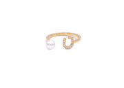 Initial Pearl Drop Ring - Diamonds - HIBA JABER