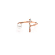 Initial Pearl Drop Ring - Diamonds - HIBA JABER