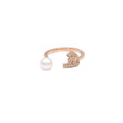 Initial Pearl Drop Ring - Diamonds - HIBA JABER