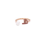 Load image into Gallery viewer, Initial Pearl Drop Ring - Rubies - HIBA JABER
