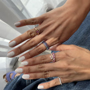 Initial Thick Open Ring - With Princess Cut Diamond - HIBA JABER