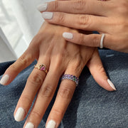 Initial Thick Open Ring - With Princess Cut Diamond - HIBA JABER