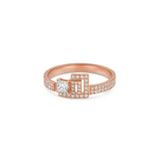Initial Thick Open Ring - With Princess Cut Diamond - HIBA JABER