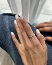 Initial Thick Open Ring - With Princess Cut Diamond - HIBA JABER