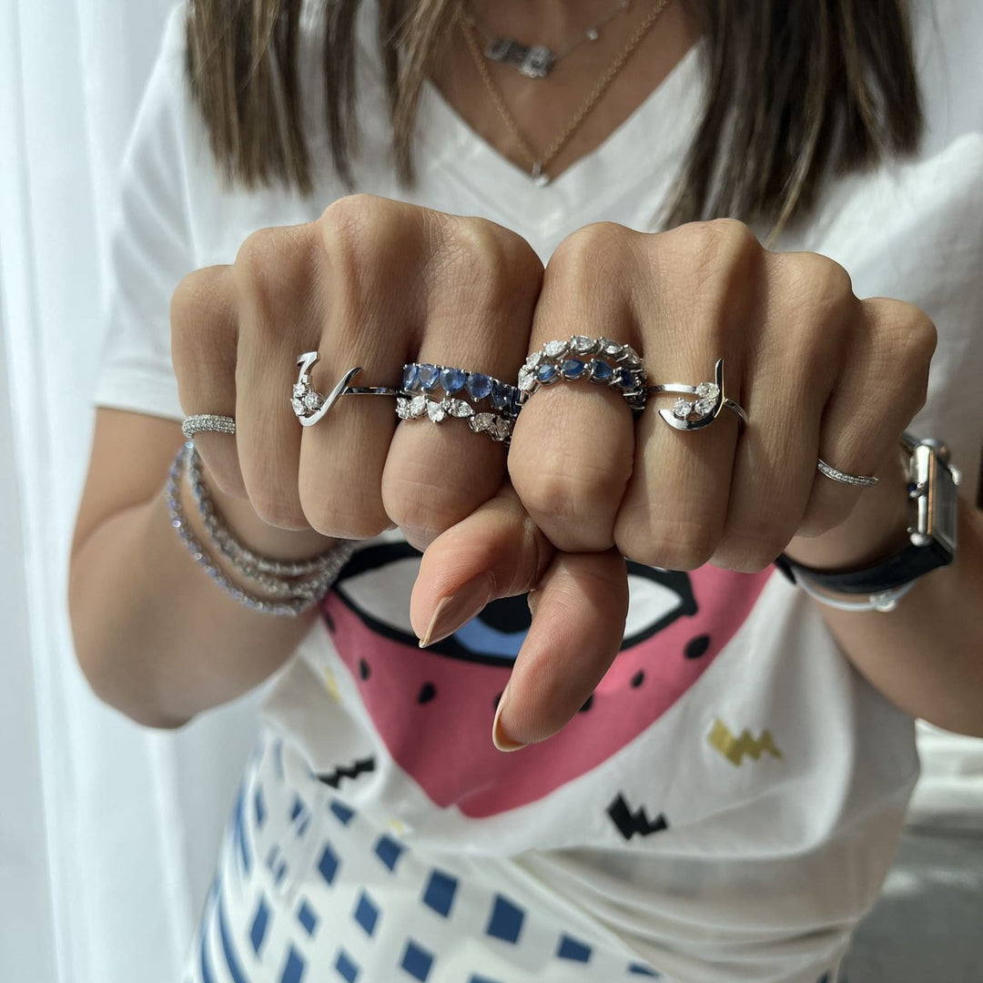 Initial Trio Sparkle Ring - HIBA JABER