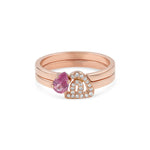 تحميل الصورة في عارض المعرض, Initial with a Gemstone Thick Duo Rings - HIBA JABER
