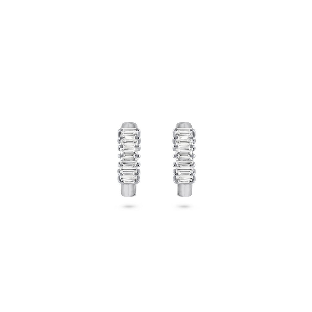 Large Baguette Diamond Hoops - HIBA JABER