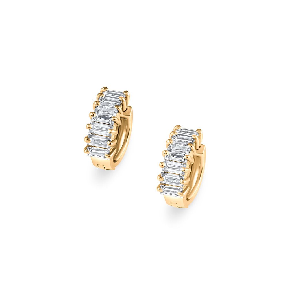 Large Baguette Diamond Hoops - HIBA JABER