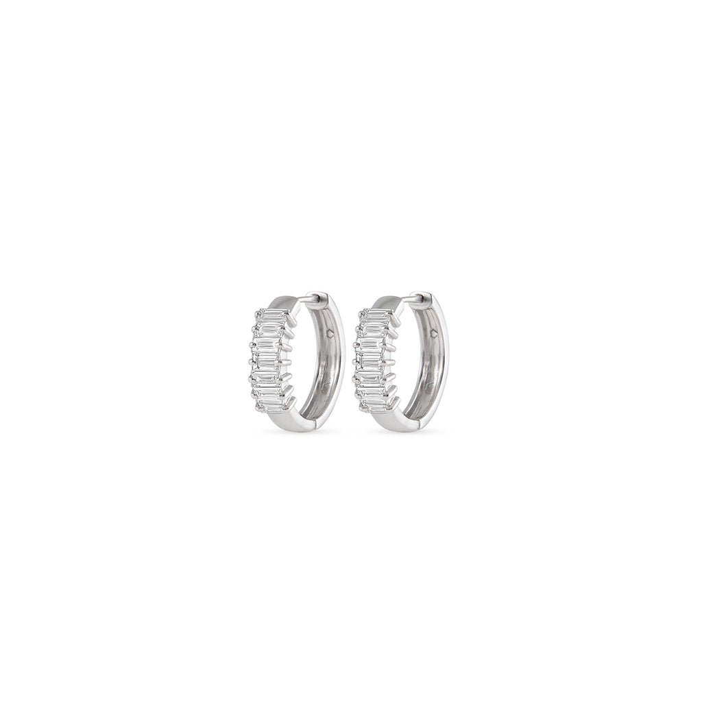 Large Baguette Diamond Hoops - HIBA JABER