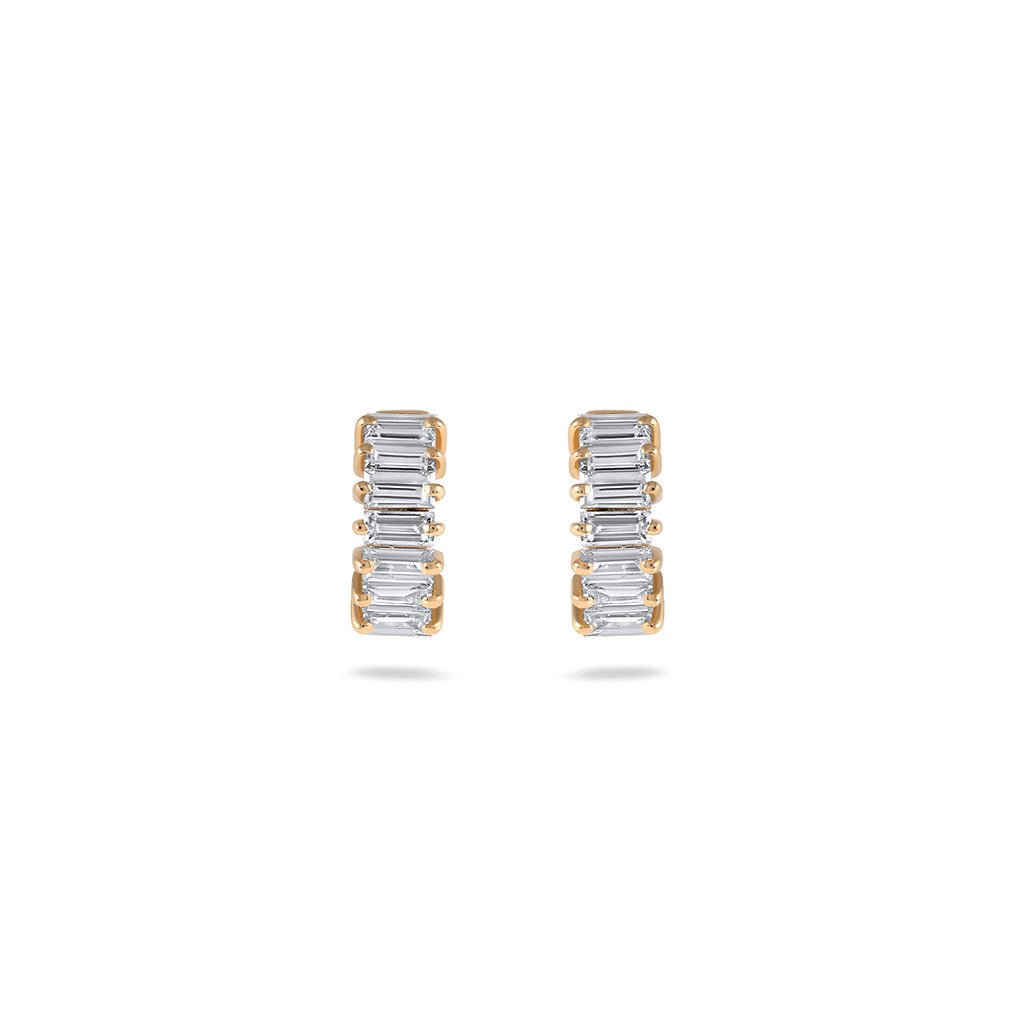 Large Baguette Diamond Hoops - HIBA JABER
