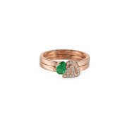 Letter with a Gemstone Thick Duo Rings - H - HIBA JABER