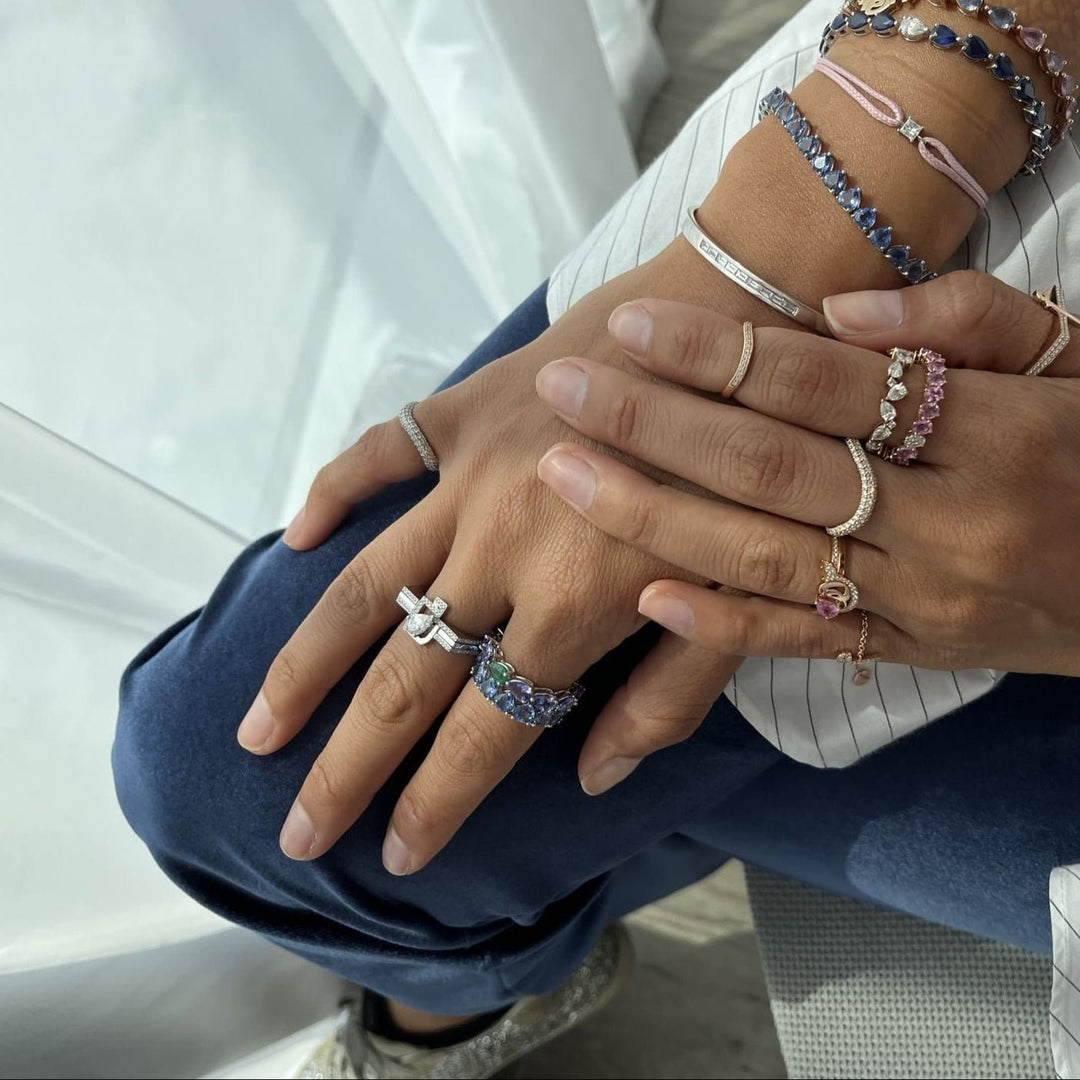 Light Blue Sapphire Heart Sapphire Bracelet - White Gold - HIBA JABER