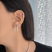 Marquise and Emerald Vertical Diamond Earring - HIBA JABER