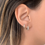 Mini Baguette Diamond Hoop - Single piece - HIBA JABER