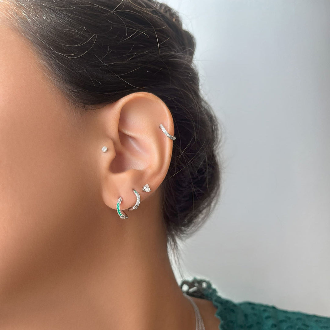 Mini Infinity Diamond & Emerald Hoops - Saudi Exclusive - HIBA JABER
