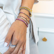 Multi Colored Heart Sapphire Bracelet - White Gold - HIBA JABER