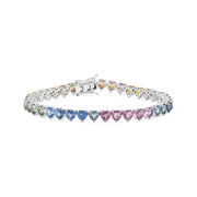 Multi Colored Heart Sapphire Bracelet - White Gold - HIBA JABER