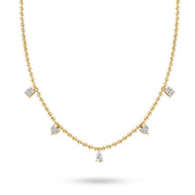 Multi Diamond Droplet Choker - Yellow Gold - HIBA JABER