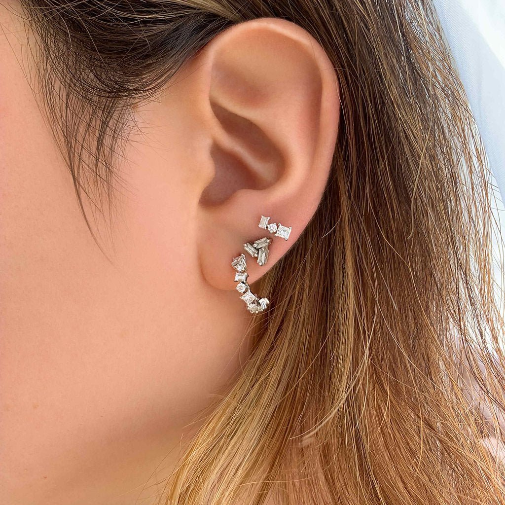 Multi Shape Diamond Earring (Single piece) - HIBA JABER