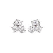 Multi Shape Trio Diamond and Emerald Earrings Set - HIBA JABER