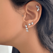 Multi Shaped Vertical Diamond Earrings | Miss - match set - HIBA JABER