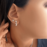Multi Shaped Vertical Diamond Earrings | Miss - match set - HIBA JABER