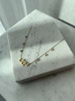 Load image into Gallery viewer, Nouf Name Necklace - with Hanging Diamonds - HIBA JABER