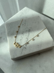Nouf Name Necklace - with Hanging Diamonds - HIBA JABER