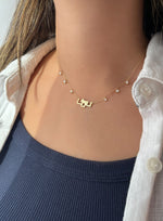Load image into Gallery viewer, Nouf Name Necklace - with Hanging Diamonds - HIBA JABER
