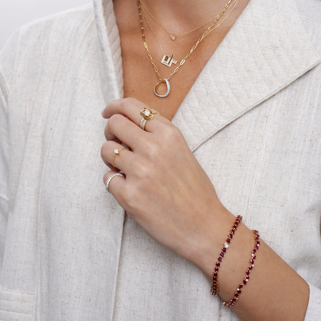Odd One Out Bracelet | Oval Red Rubies - HIBA JABER