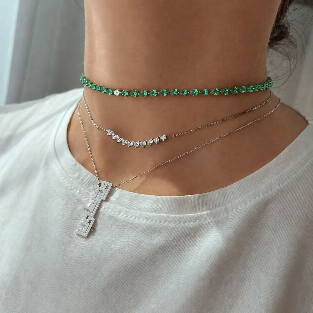 Odd One - Out Choker | Green Emeralds - HIBA JABER