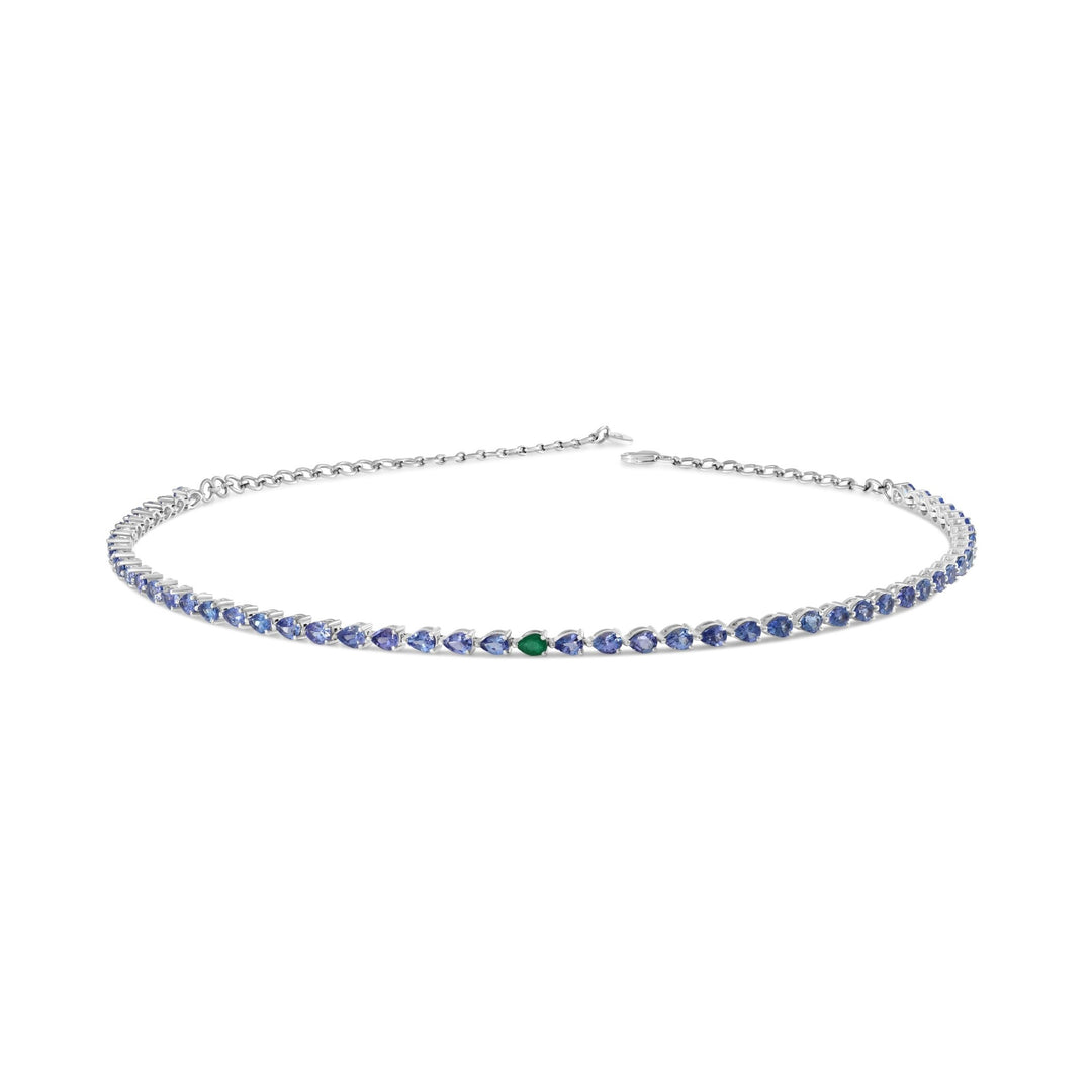 Odd One Out Choker - Tanzanite & Green Emerald - HIBA JABER